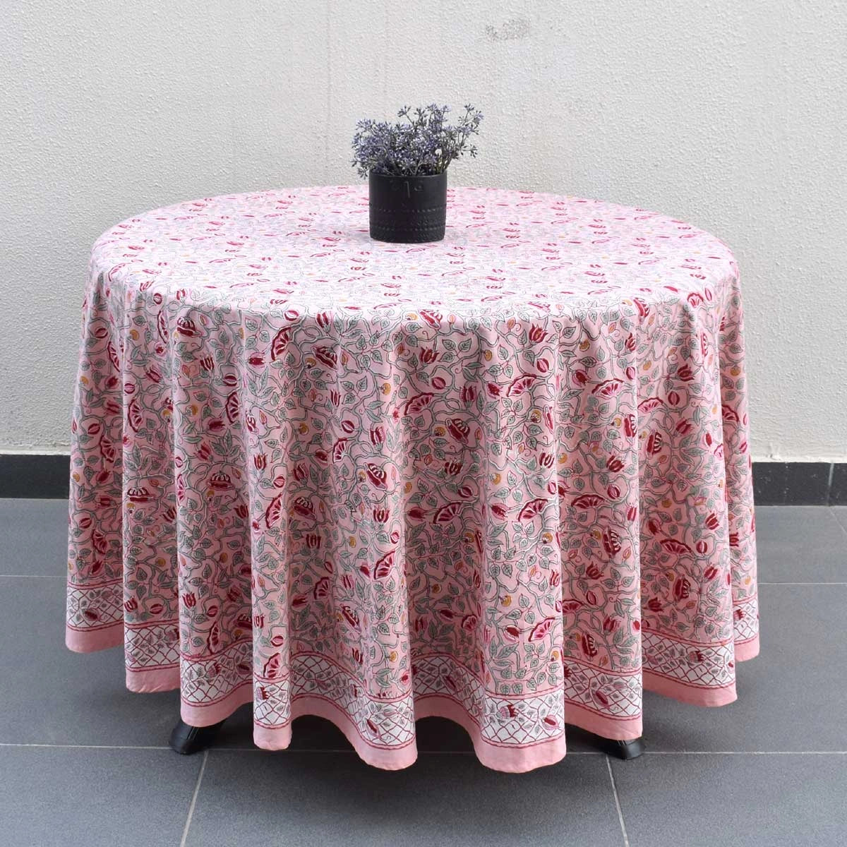Ethnic Motif Round Table Cover | Waterlily Pink Gud 906174
