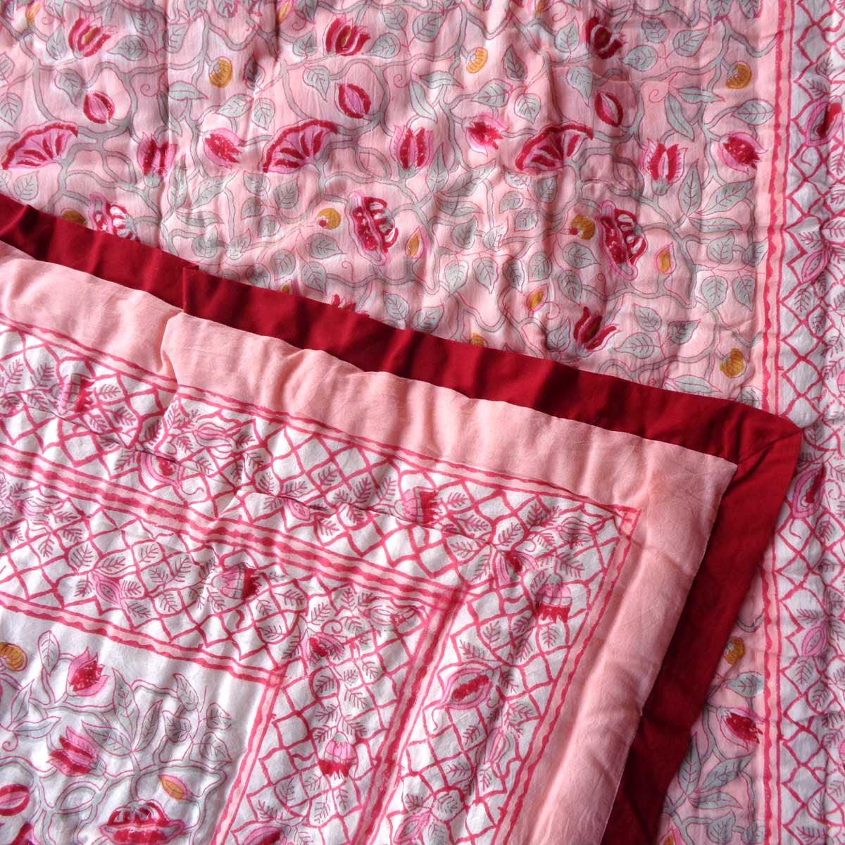 Traditional Indian Print Baby Razai Gentle Soothing Baby Colors | Waterlily Pink Gud 906174