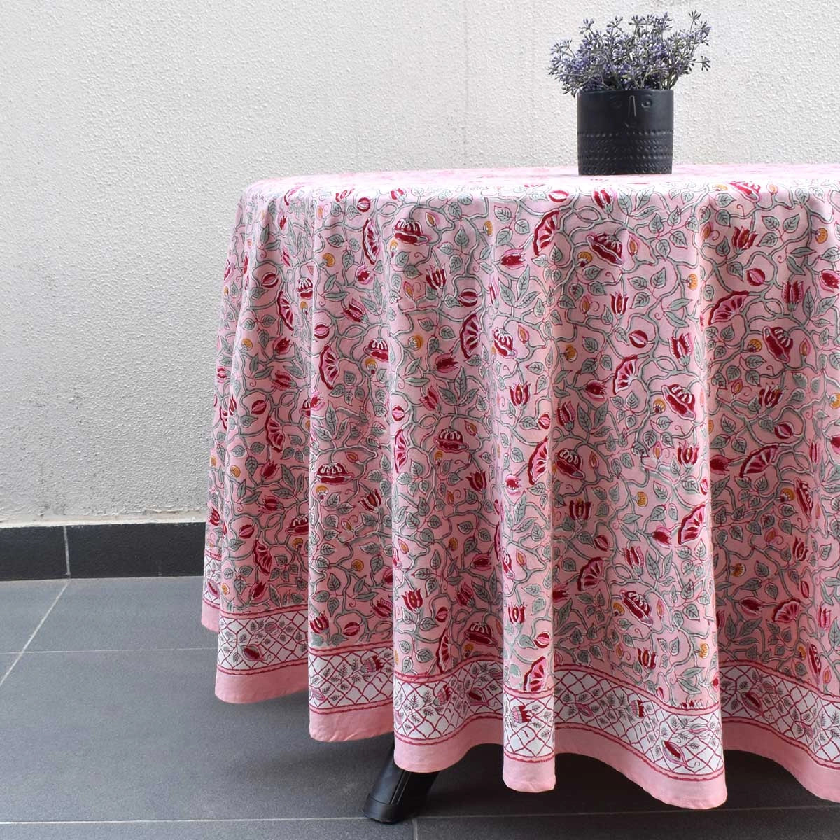 Ethnic Motif Round Table Cover | Waterlily Pink Gud 906174