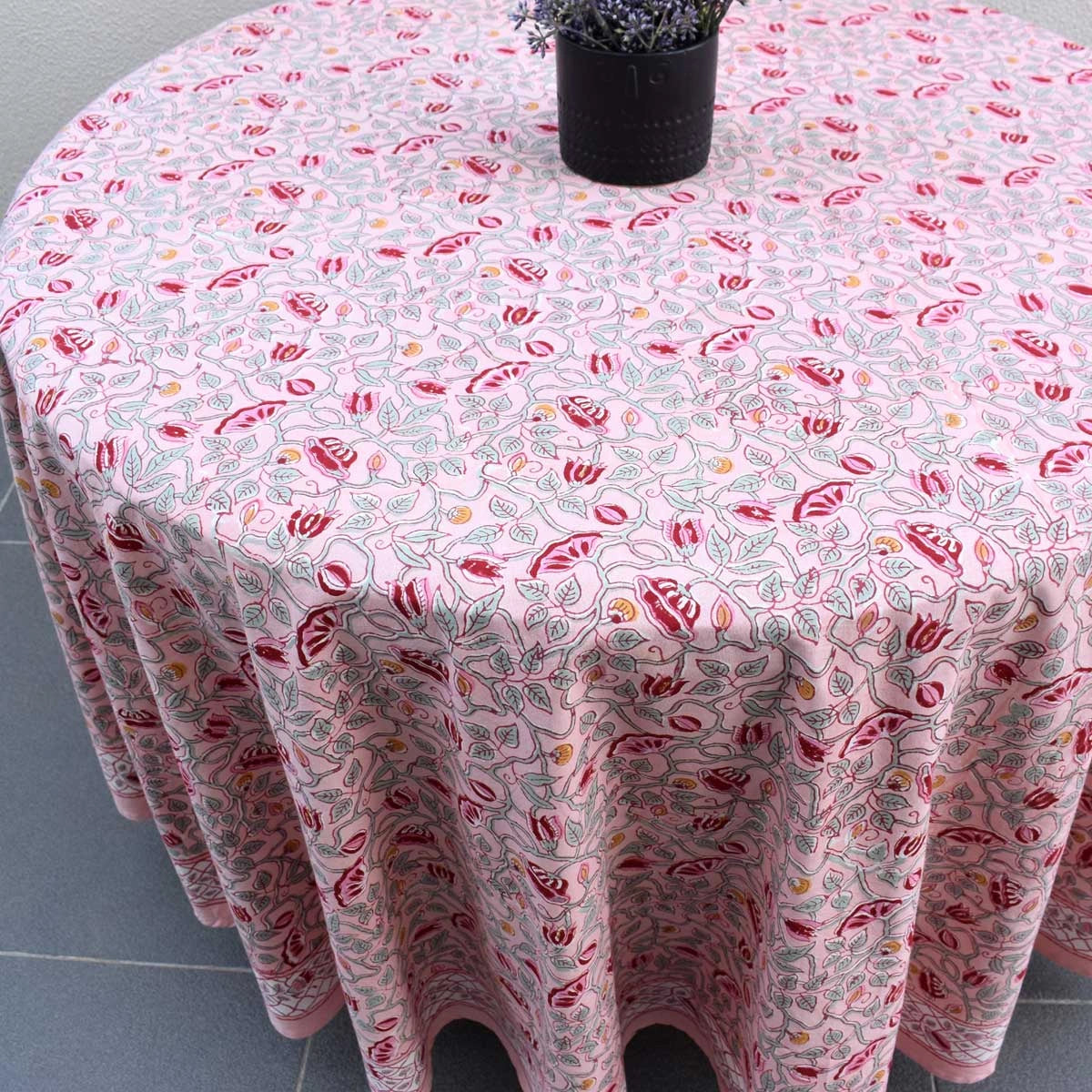 Ethnic Motif Round Table Cover | Waterlily Pink Gud 906174
