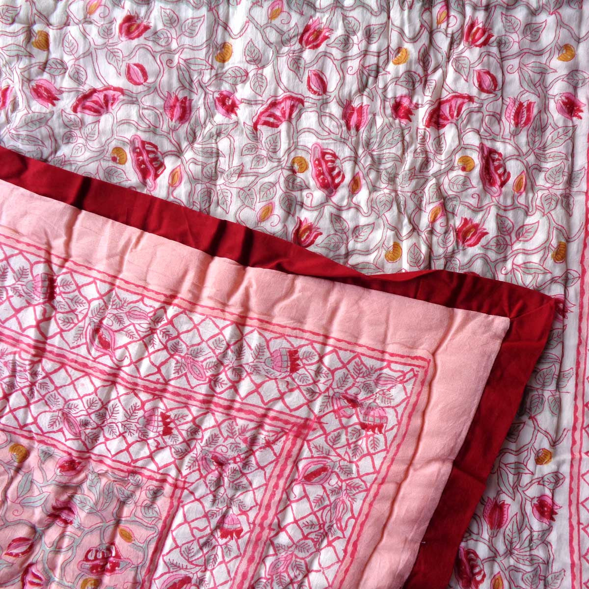 Traditional Indian Print Baby Razai Gentle Soothing Baby Colors | Waterlily Pink Gud 906174