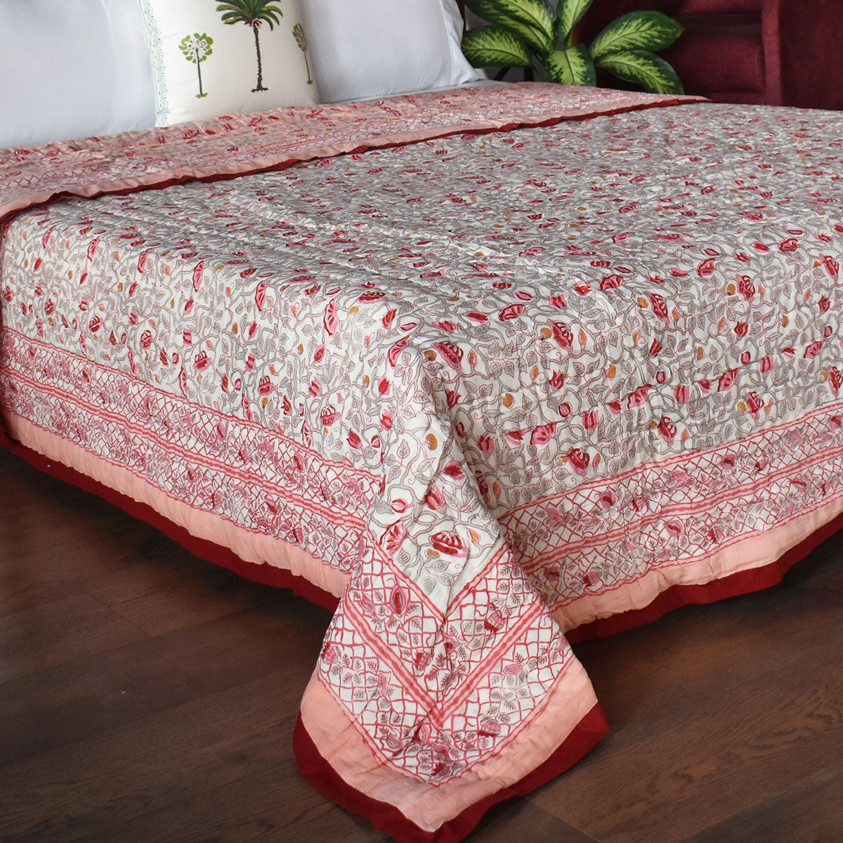 Jaipuri Razai Double Bed | Waterlily Pink Gud 906174