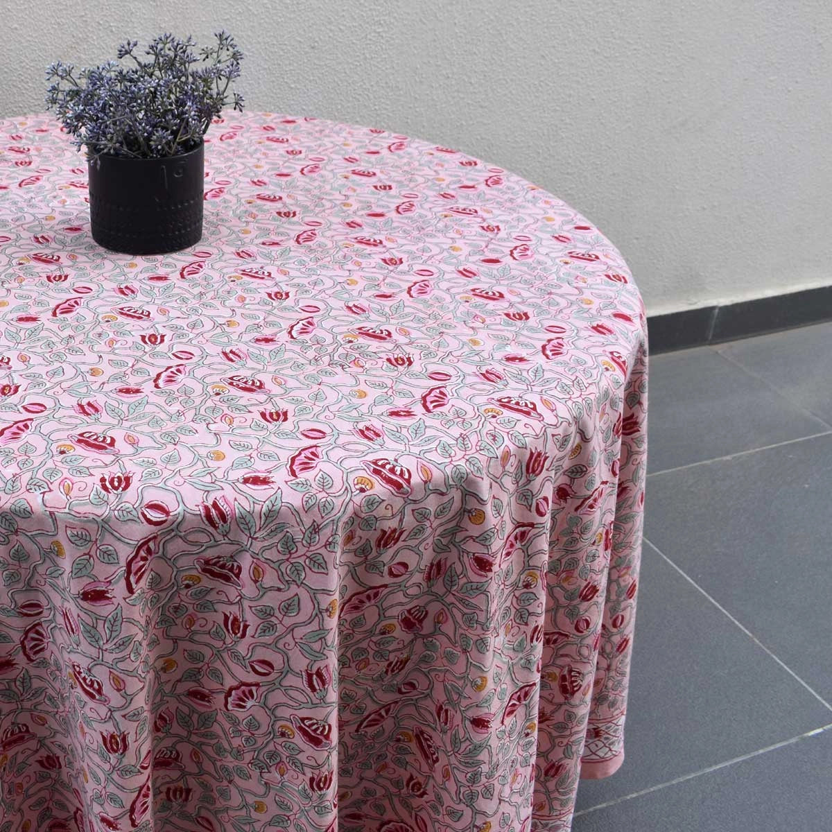 Ethnic Motif Round Table Cover | Waterlily Pink Gud 906174