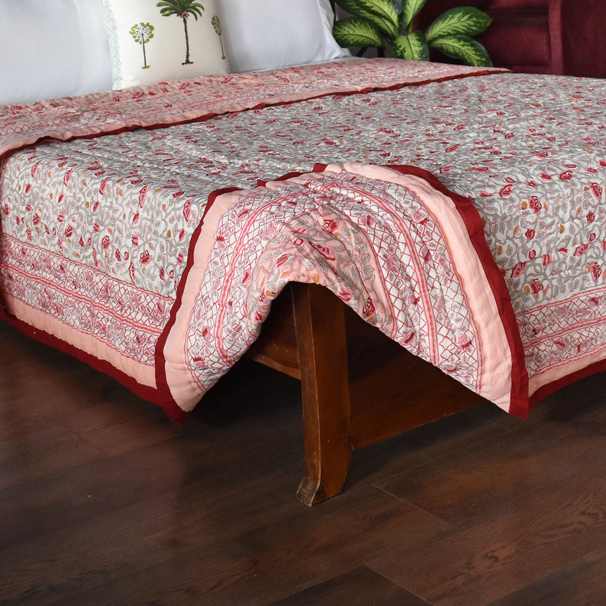 Jaipuri Razai Double Bed | Waterlily Pink Gud 906174