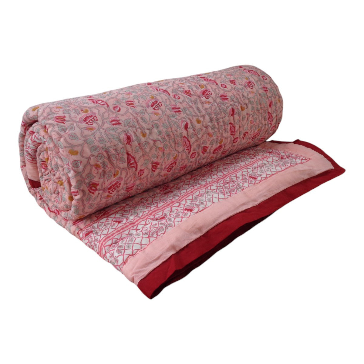 Jaipuri Razai Double Bed | Waterlily Pink Gud 906174