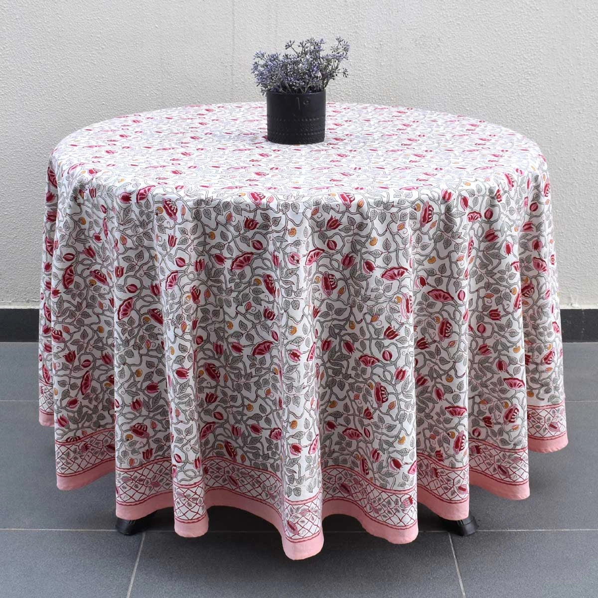Premium Cotton Round Table Decor | Waterlily Pink Open 906172