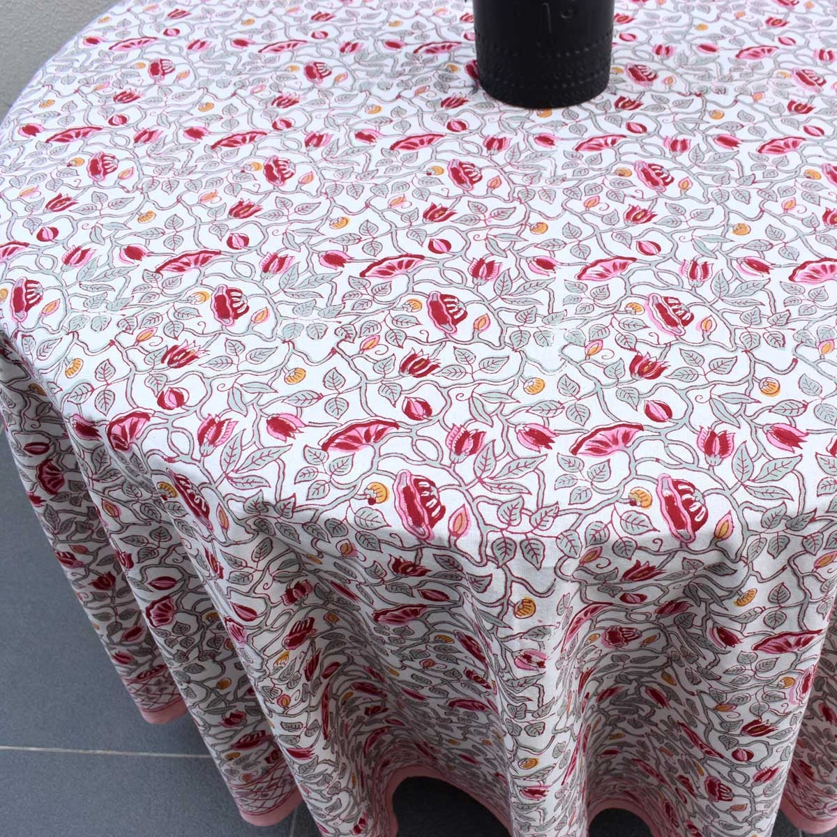 Premium Cotton Round Table Decor | Waterlily Pink Open 906172