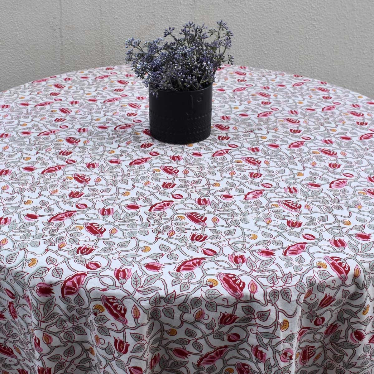 Premium Cotton Round Table Decor | Waterlily Pink Open 906172