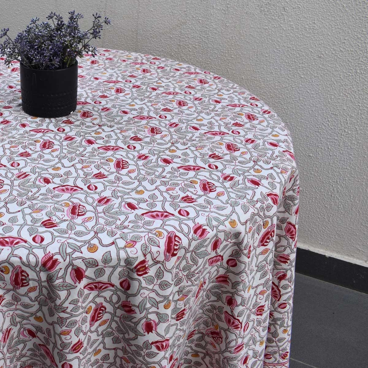 Premium Cotton Round Table Decor | Waterlily Pink Open 906172