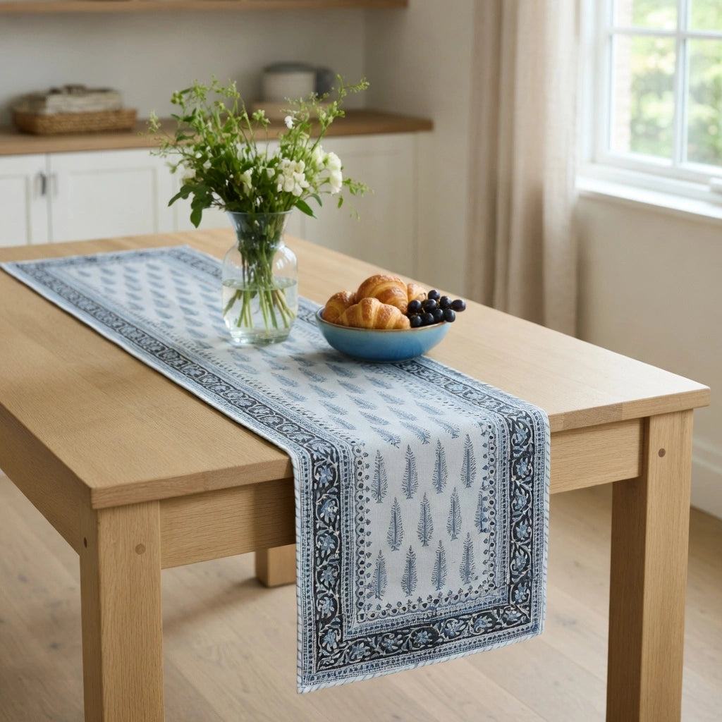 Chemical-Free Table Runner Winter Fall Tree Grey