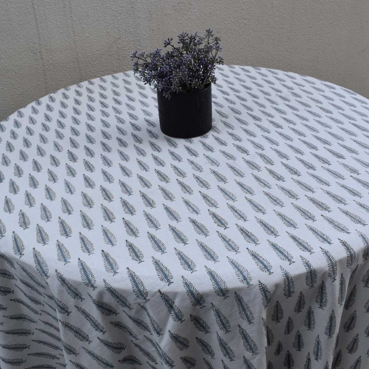 Breathable Cotton Round Tablecloth | Winter Fall Tree Grey 107195