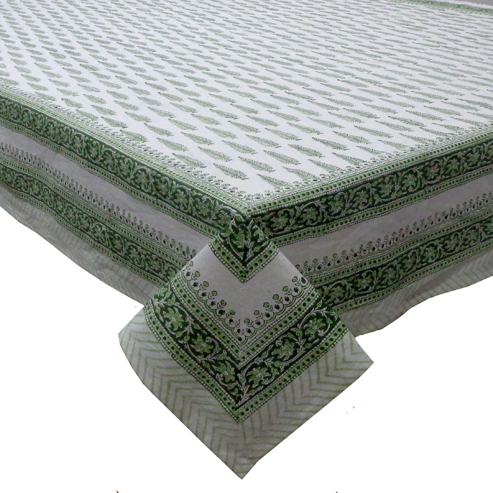Jaipur Hand Block Tablecloth | Winter Fall Tree Vineyard 302395
