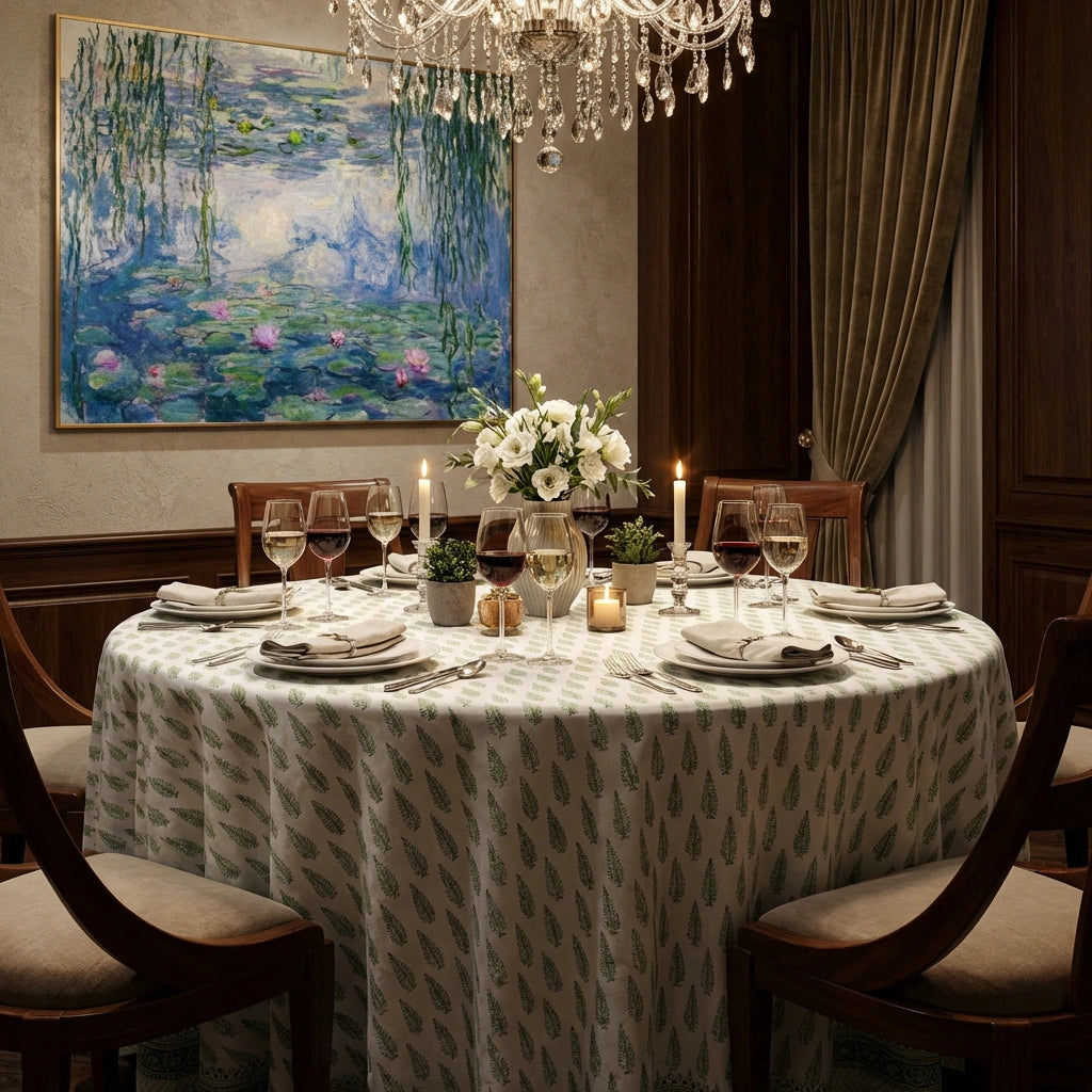 Christmas Tablecloth Winter Fall Tree Vineyard