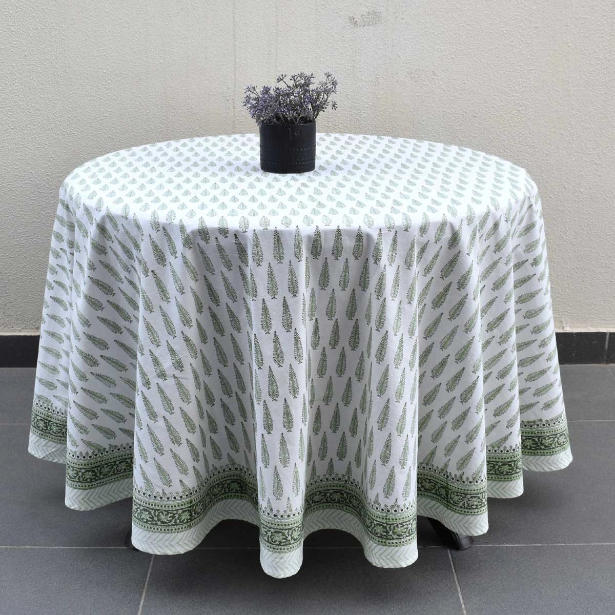 Premium Cotton Round Table Decor | Winter Fall Tree Vineyard 302395