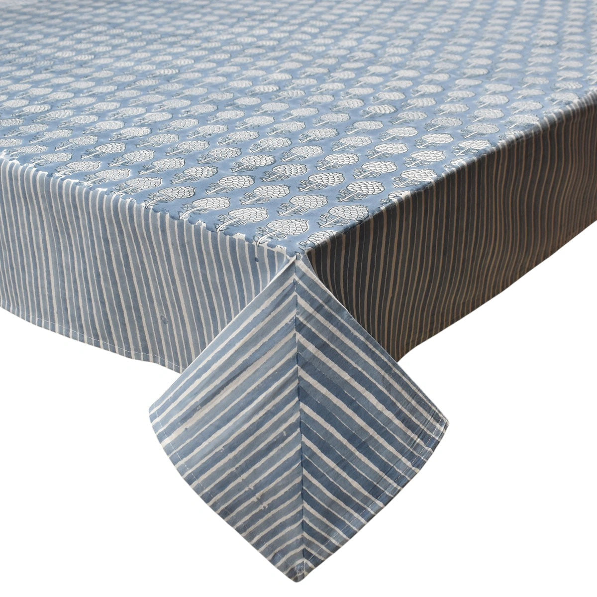 Jaipuri Razai Long Table Linen | Artichoke Pearl Blue 251210