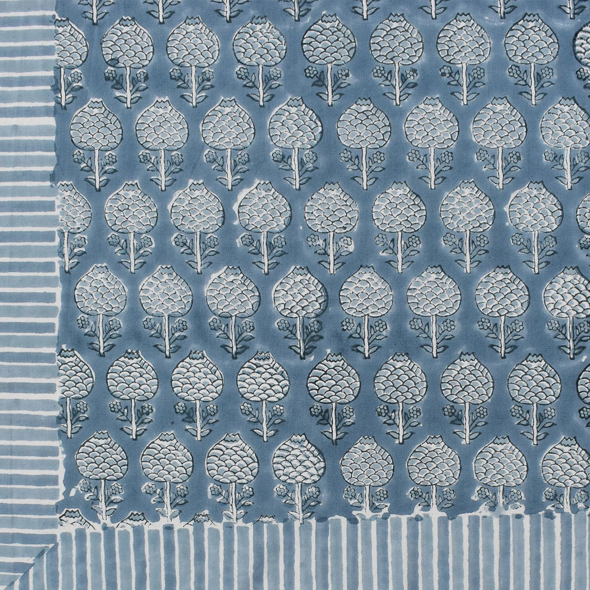 Jaipuri Razai Long Table Linen | Artichoke Pearl Blue 251210