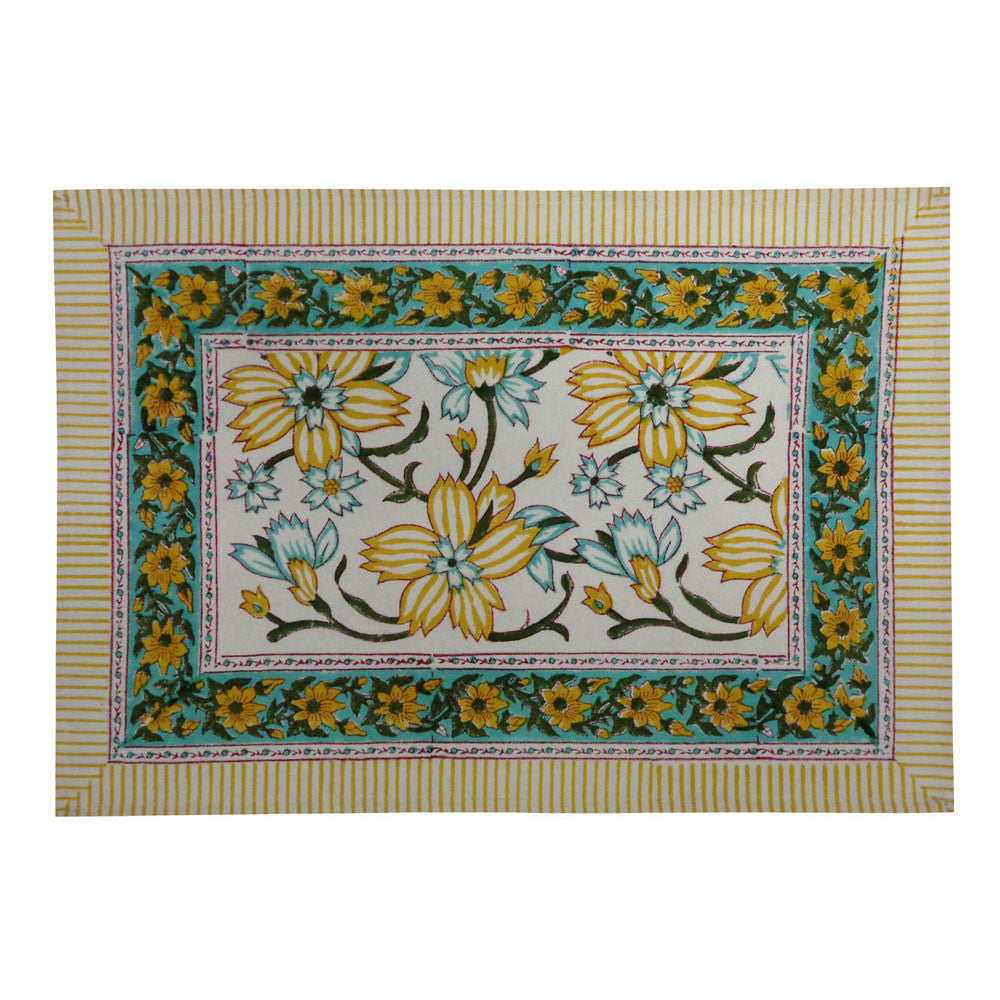 Hand Block Printed Cotton Canvas Table Mat 32x48 cms (Set of 2 Table mats) |  Champa Kali 204564