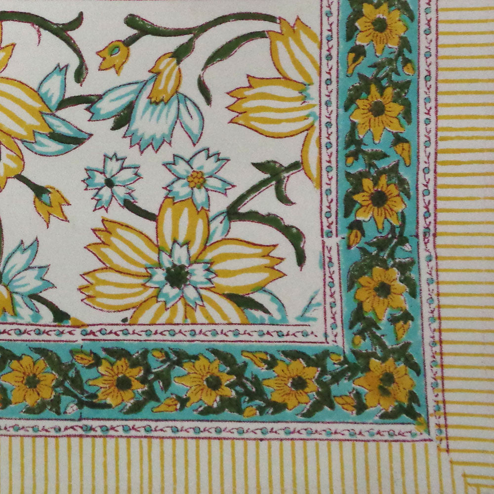 Hand Block Printed Cotton Canvas Table Mat 32x48 cms (Set of 2 Table mats) |  Champa Kali 204564