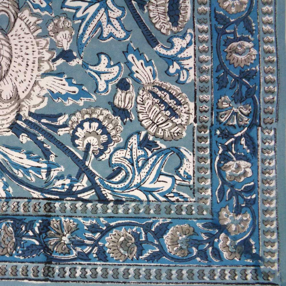 Hand Block Printed Cotton Canvas Table Mat 32x48 cms (Set of 2 Table mats) | Amarnath Grey Gud 108994