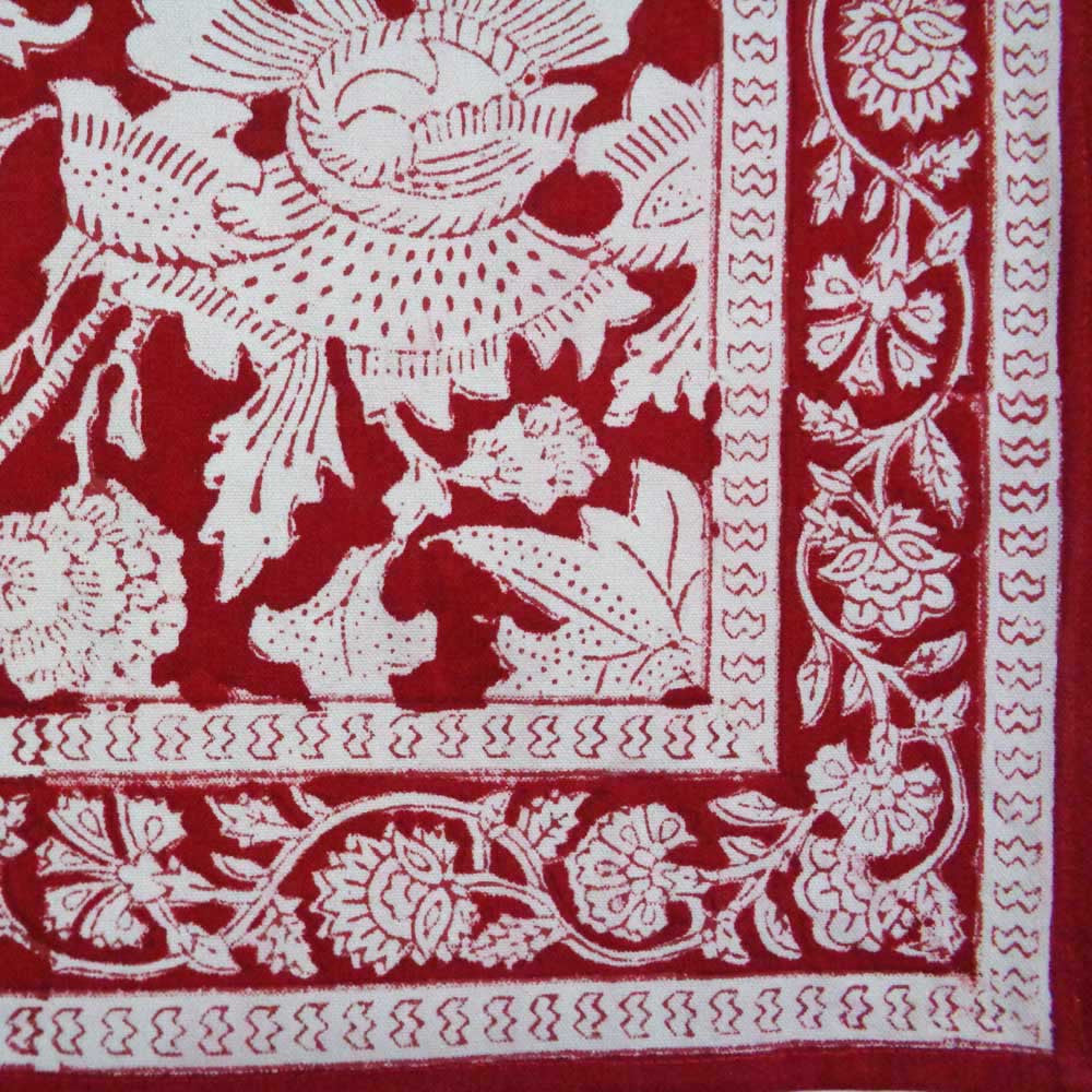 Hand Block Printed Cotton Canvas Table Mat 32x48 cms (Set of 2 Table mats) | Amarnath Rococco Red 200196
