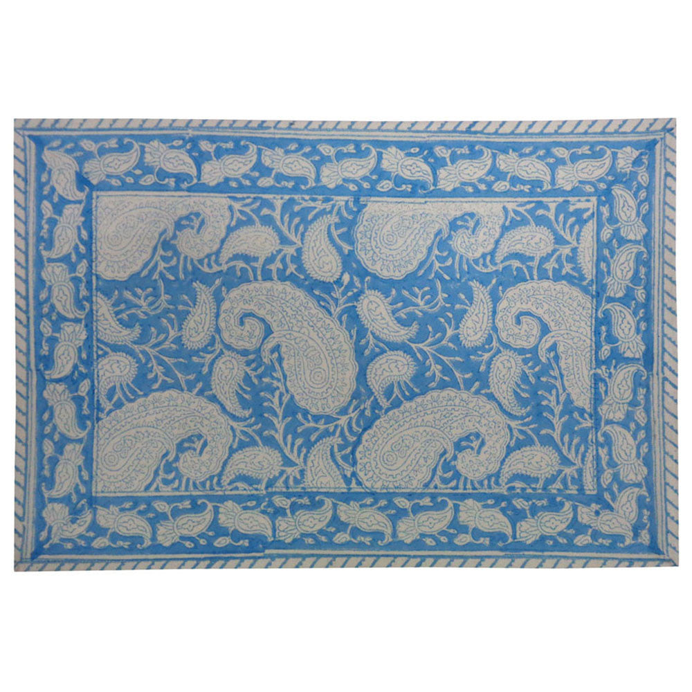 Hand Block Printed Cotton Canvas Table Mat 32x48 cms (Set of 2 Table mats) | Ambi Aqua Gud 200868