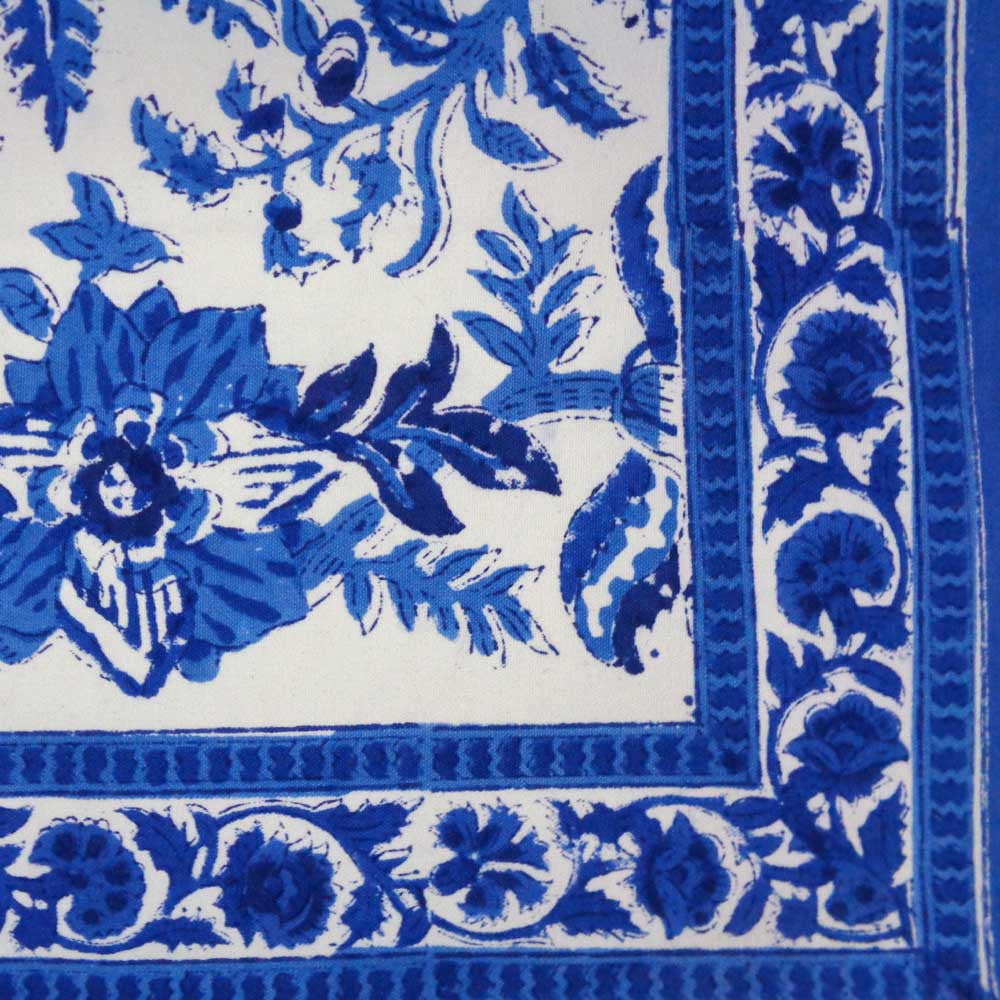 Hand Block Printed Cotton Canvas Table Mat 32x48 cms (Set of 2 Table mats) | Anarkali Blue Open 106795