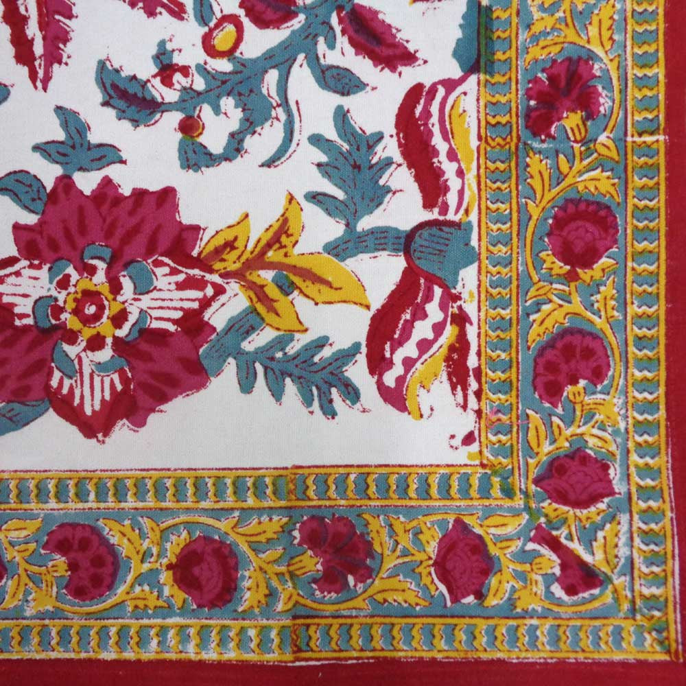 Hand Block Printed Cotton Canvas Table Mat 32x48 cms (Set of 2 Table mats) | Anarkali Red Open 200652