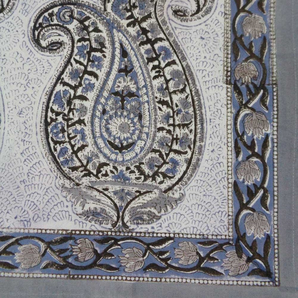 Hand Block Printed Cotton Canvas Table Mat 32x48 cms (Set of 2 Table mats) | Big Paisley Brown 200021
