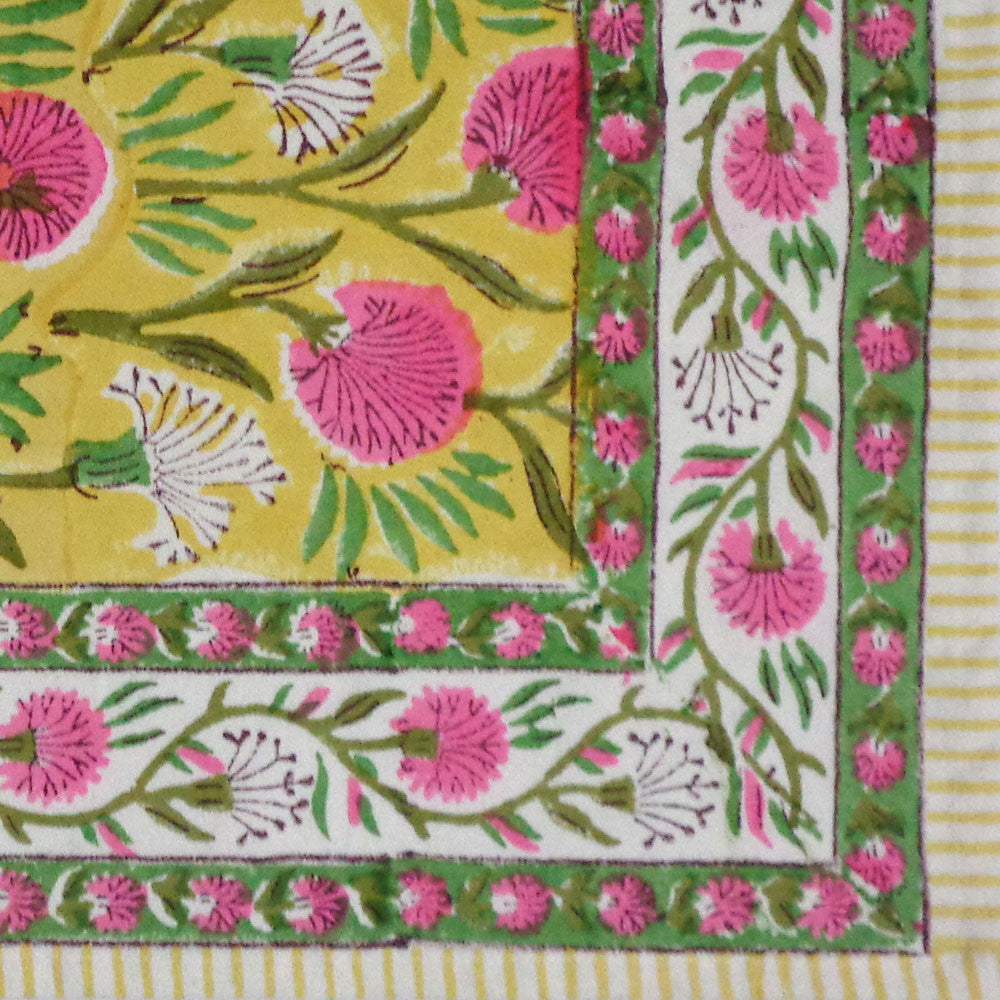 Hand Block Printed Cotton Canvas Table Mat 32x48 cms (Set of 2 Table mats) | Desert Blossom Pink Gud 205220