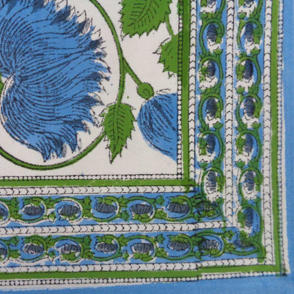 Hand Block Printed Cotton Canvas Table Mat 32x48 cms (Set of 2 Table mats) | Kamal Aqua Open 106099