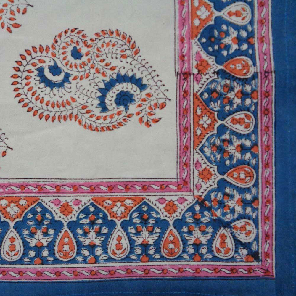 Hand Block Printed Cotton Canvas Table Mat 32x48 cms (Set of 2 Table mats) | Kusum Gulabi Boota 205379