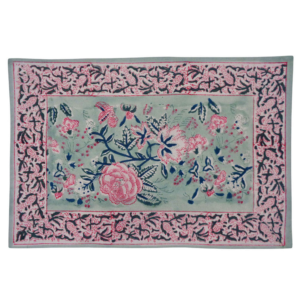 Hand Block Printed Cotton Canvas Table Mat 32x48 cms (Set of 2 Table mats) | Naya Gulab Gud 102449