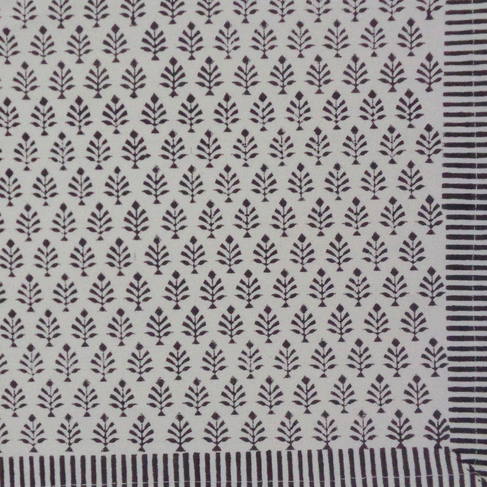 Hand Block Printed Cotton Canvas Table Mat 32x48 cms (Set of 2 Table mats) | Neem Booti Grey 207899