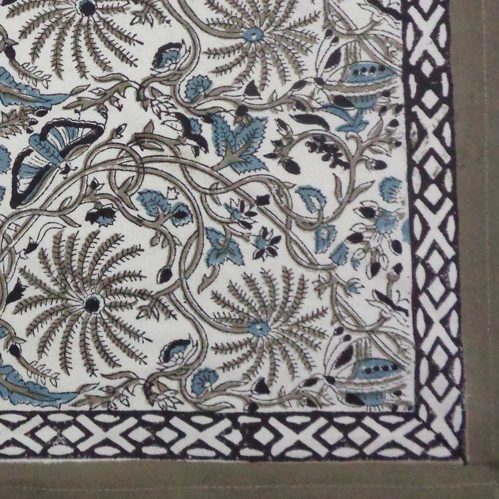 Hand Block Printed Cotton Canvas Table Mat 32x48 cms (Set of 2 Table mats) | Passion Flower 108709
