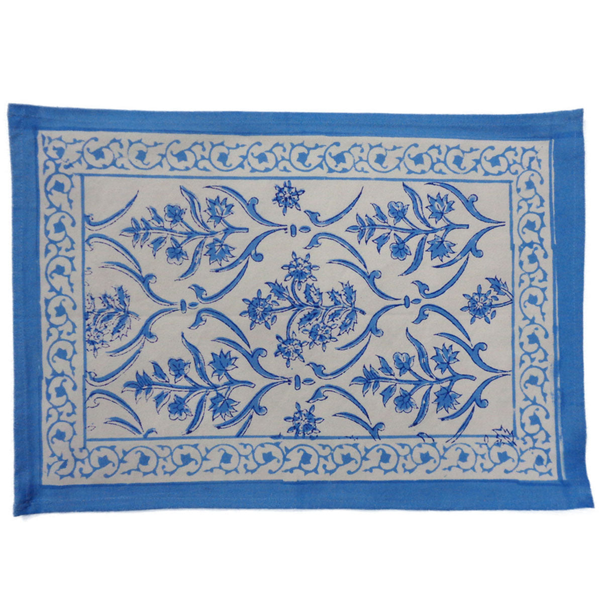 Hand Block Printed Cotton Canvas Table Mat 32x48 cms (Set of 2 Table mats) | Vine Leaf Alaskan Open 208679