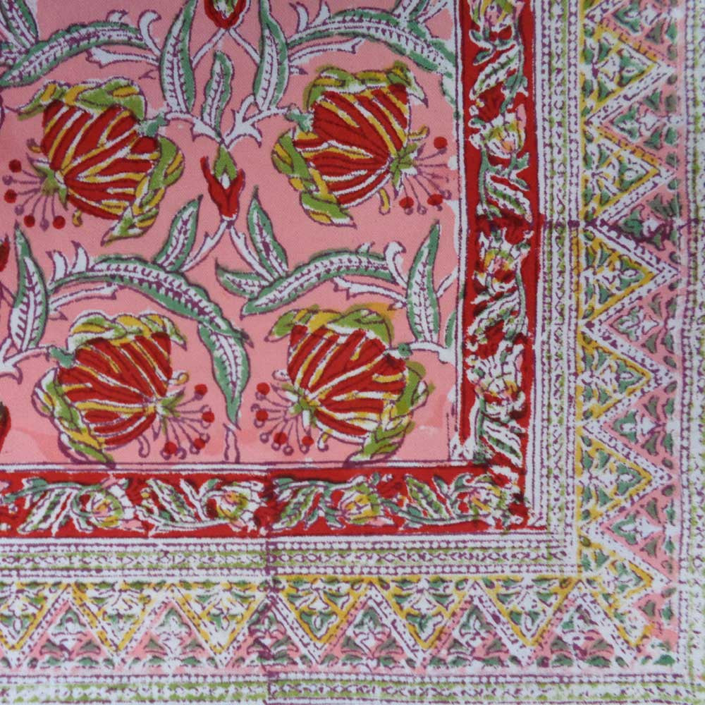 Hand Block Printed Cotton Canvas Table mat 32x48 csm (Set of 2 Table mats) | Frost Pink Floral 202816