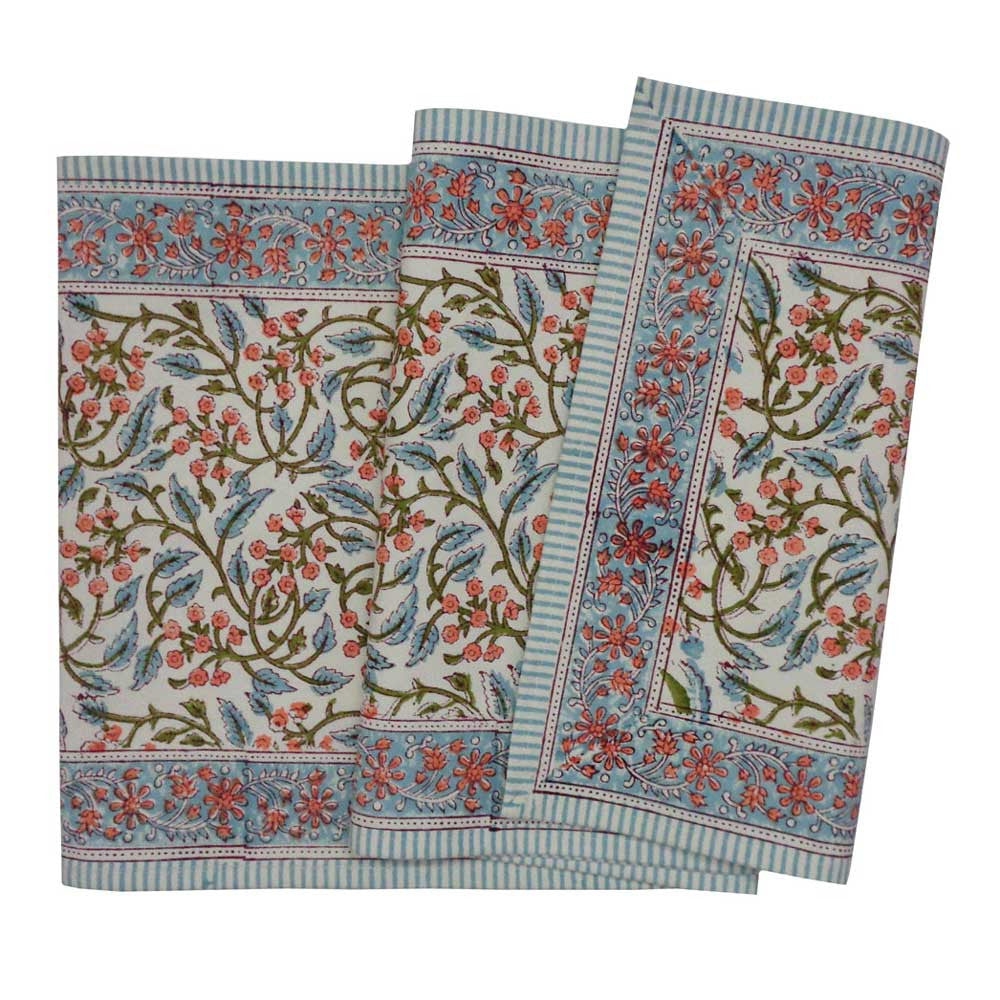 Hand Block Printed Cotton Canvas Table Runner 33x170 cms | Berry Pink 106128