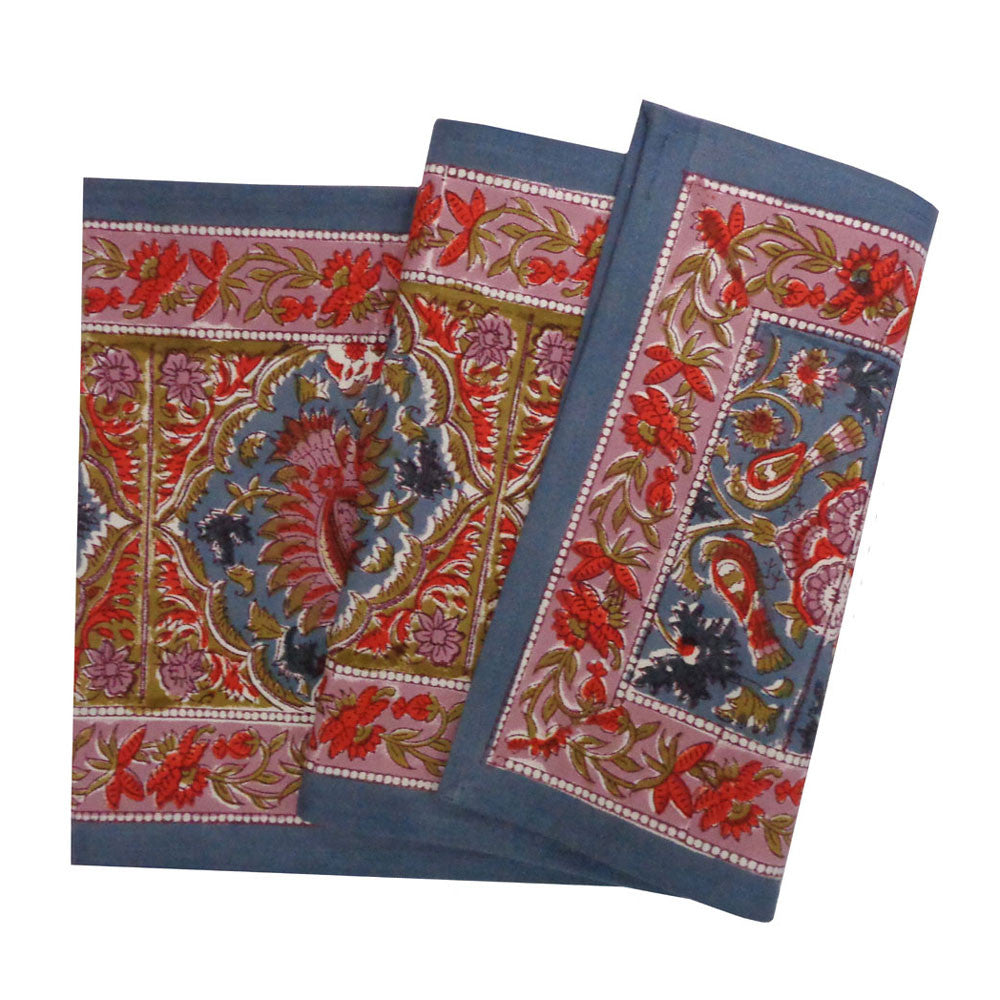 Hand Block Printed Cotton Canvas Table Runner 33x170 cms | Bird Of Paradise Gud 204347