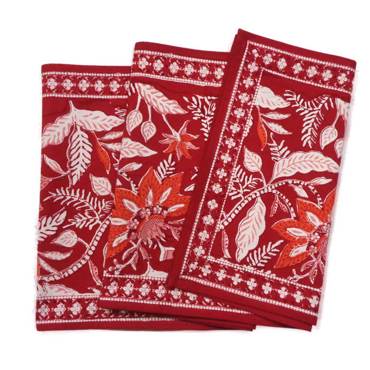 Hand Block Printed Cotton Canvas Table Runner 33x170 cms | Bossanova Red Gud 208858