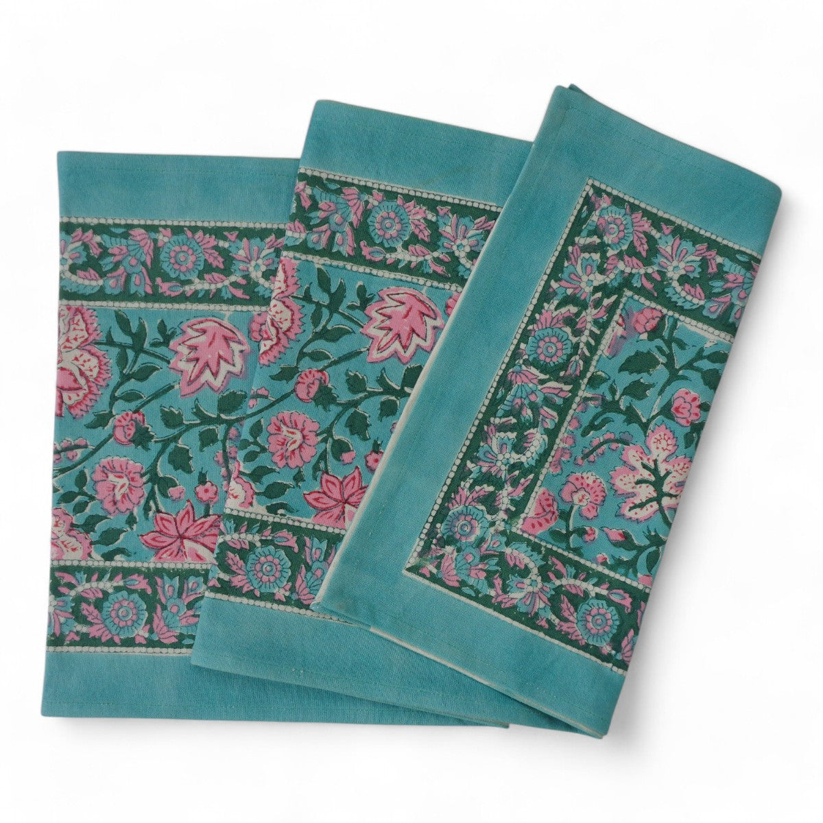 Hand Block Printed Cotton Canvas Table Runner 33x170 cms | Mohini Green Gud 620605