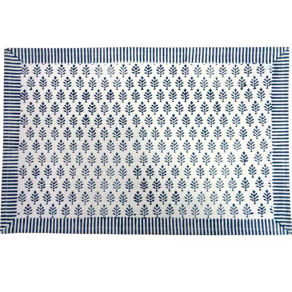 Hand Block Printed Cotton Canvas Tablemat 32x48 (Set of 2 Tablemats) | Neem Majolika 102625