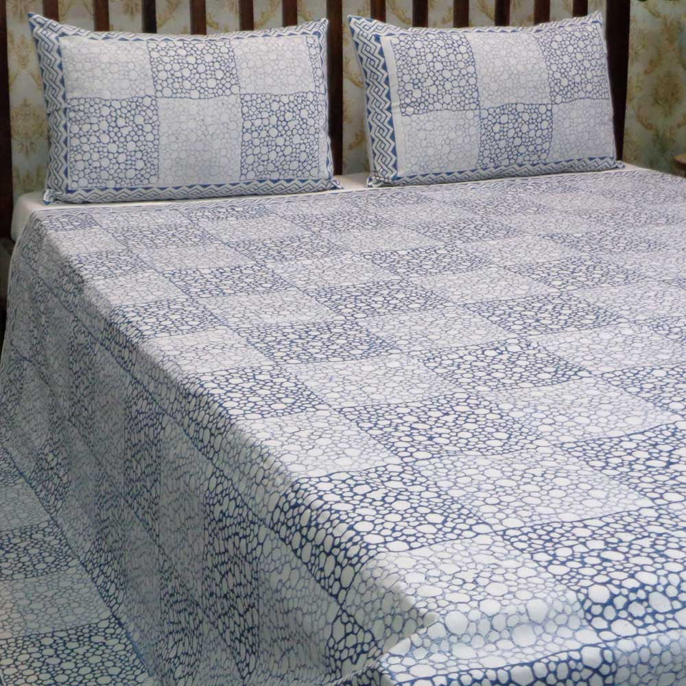 Hand Block Printed Cotton Queen Size Bedspread | 104450