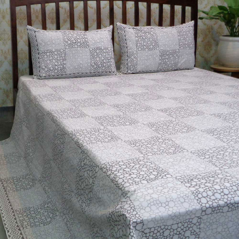 Hand Block Printed Cotton Queen Size Bedspread | 104497
