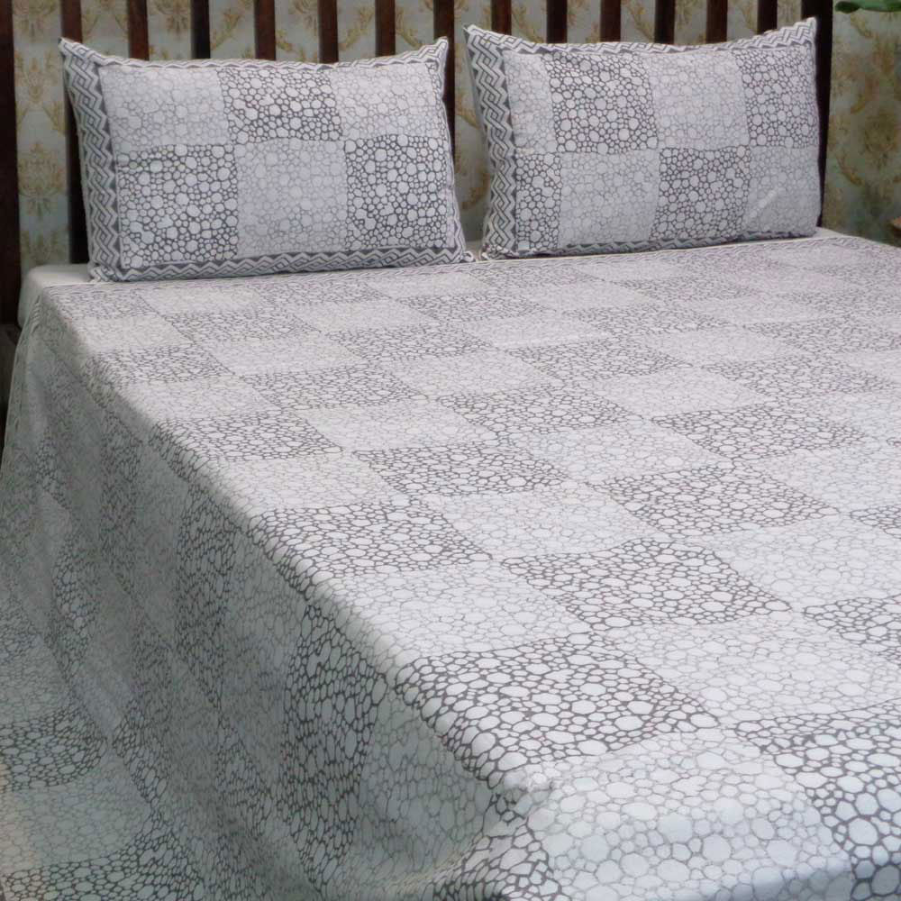 Hand Block Printed Cotton Queen Size Bedspread | 104497
