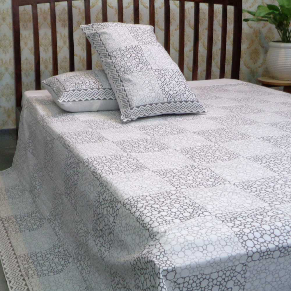 Hand Block Printed Cotton Queen Size Bedspread | 104497