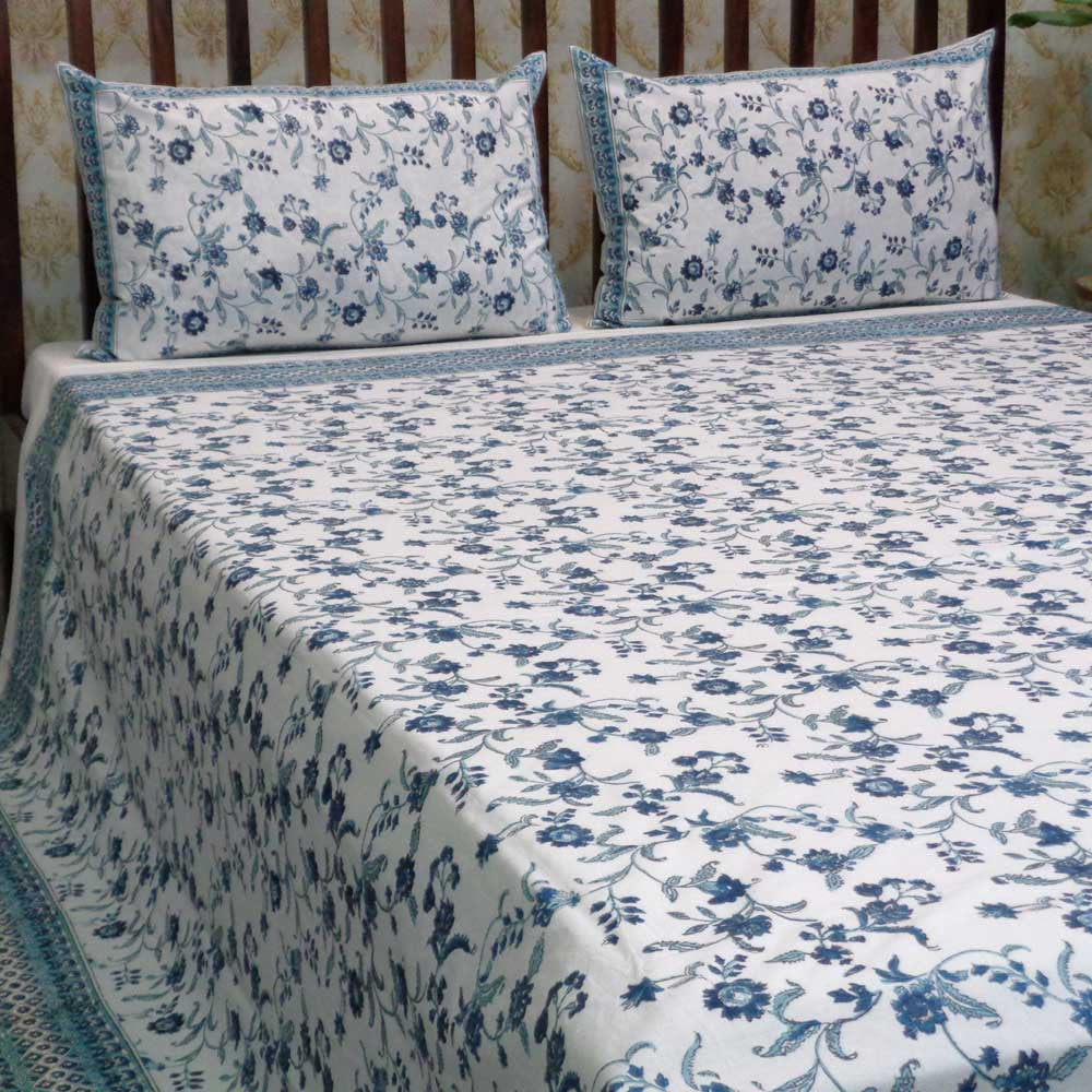 Hand Block Printed Cotton Queen Size Bedspread | 104515