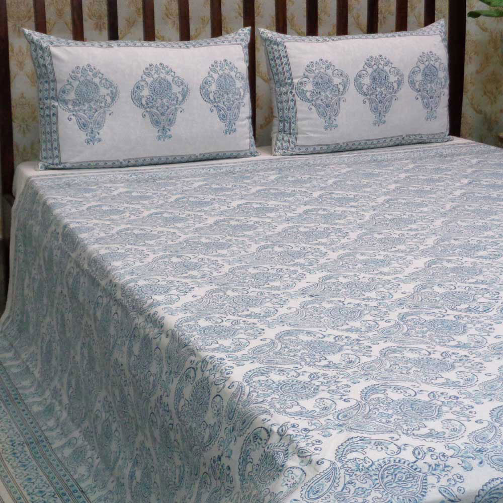 Hand Block Printed Cotton Queen Size Bedspread | 104530