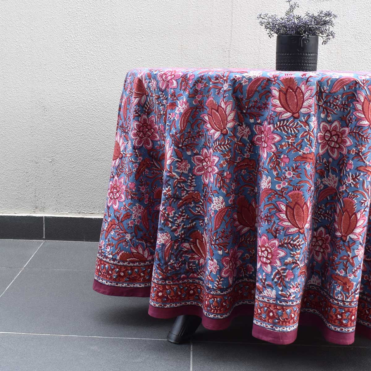 Hand Block Printed Cotton Round Tablecloth 220 cm | Firdaus Gud 204865