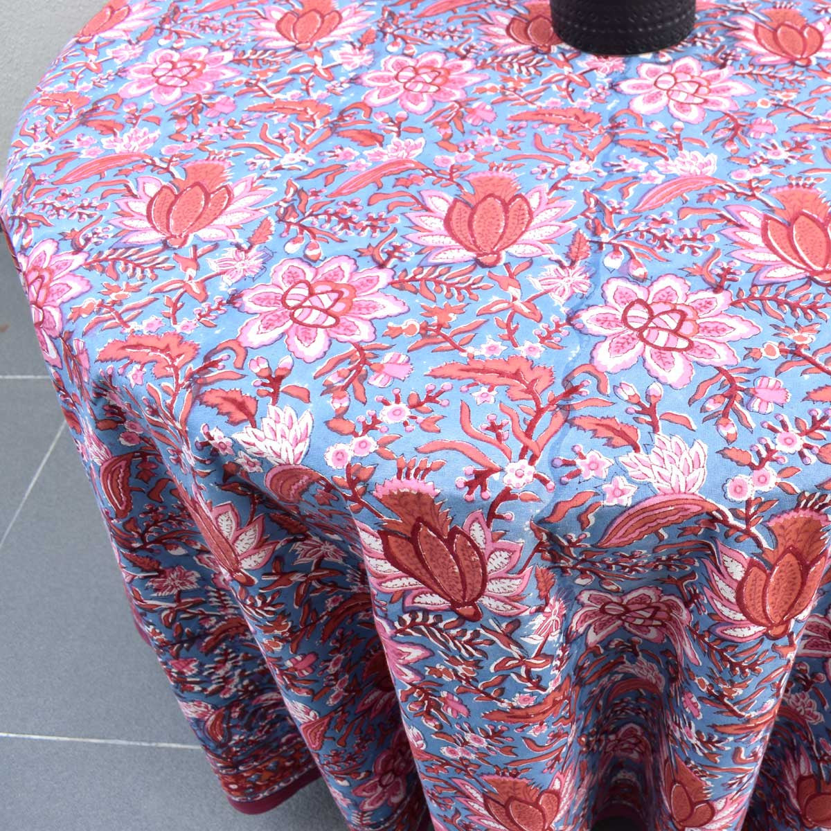 Hand Block Printed Cotton Round Tablecloth 220 cm | Firdaus Gud 204865