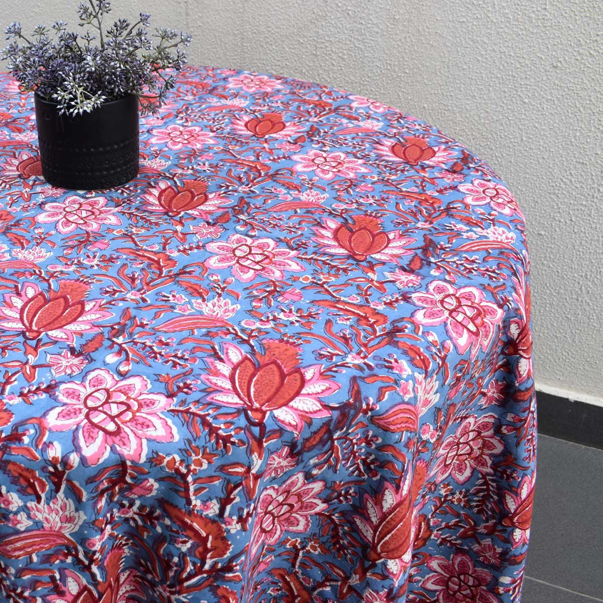 Hand Block Printed Cotton Round Tablecloth 220 cm | Firdaus Gud 204865